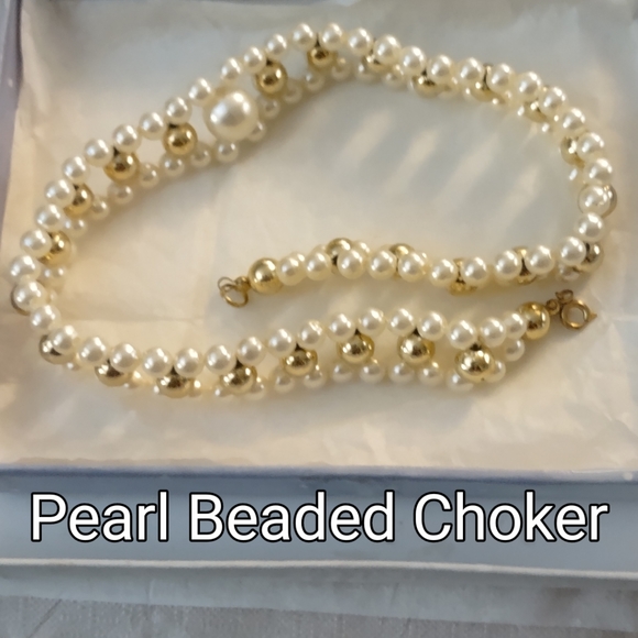Woven Pearl Choker Necklace - Picture 3 of 10